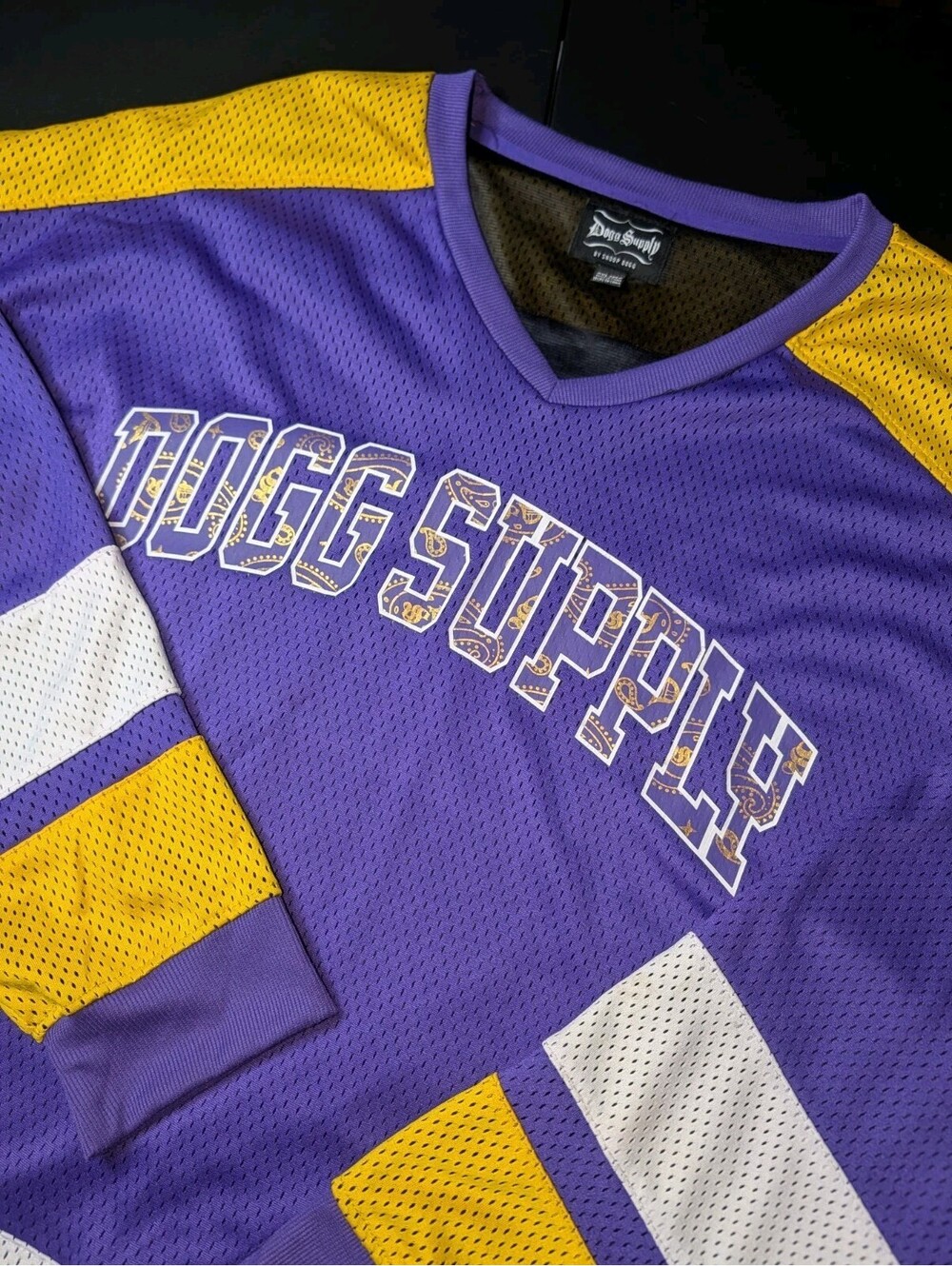 Snoop Dogg Supply Hockey Jersey Mens 2XL Lakers Purple Yellow Mesh Dogg 93 NWOT
